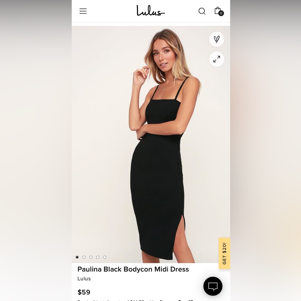 NEW - Lulu’s- Paulina Black Bodycon Midi Dress - Small - with tags - never used